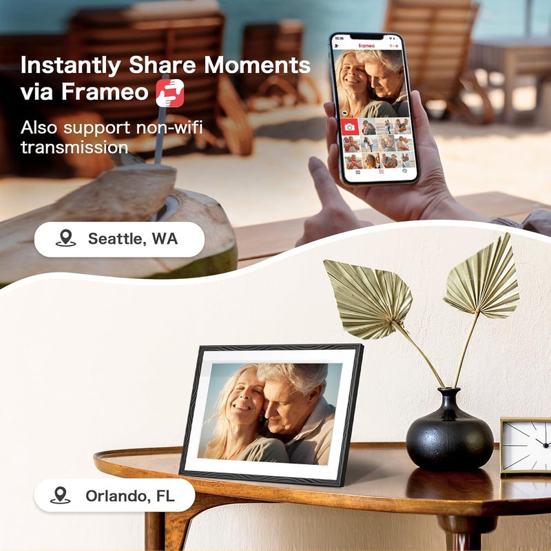 FLYRUIT Digital Picture Frame, 10.1'' Frameo Digital Frame Wifi, 1280*800 HD Touch Screen, 32GB Memory, Wall Mountable Digital Photo Frame, Auto-Rotate, Share Instantly, Wedding, Birthday Gifts for Women, Mom - Image 5